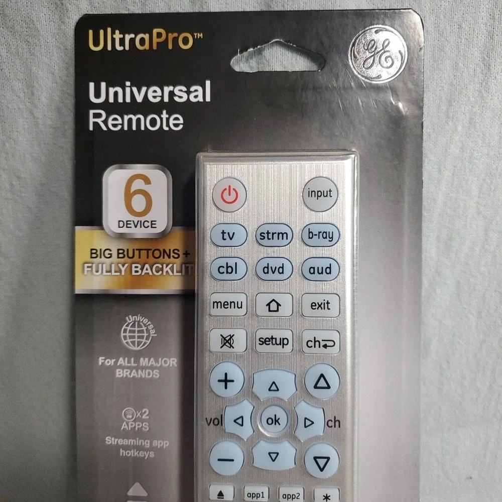 GE Ultra Pro Universal Remote 6 Device‎ Big Button Soft Blue LED New Sealed